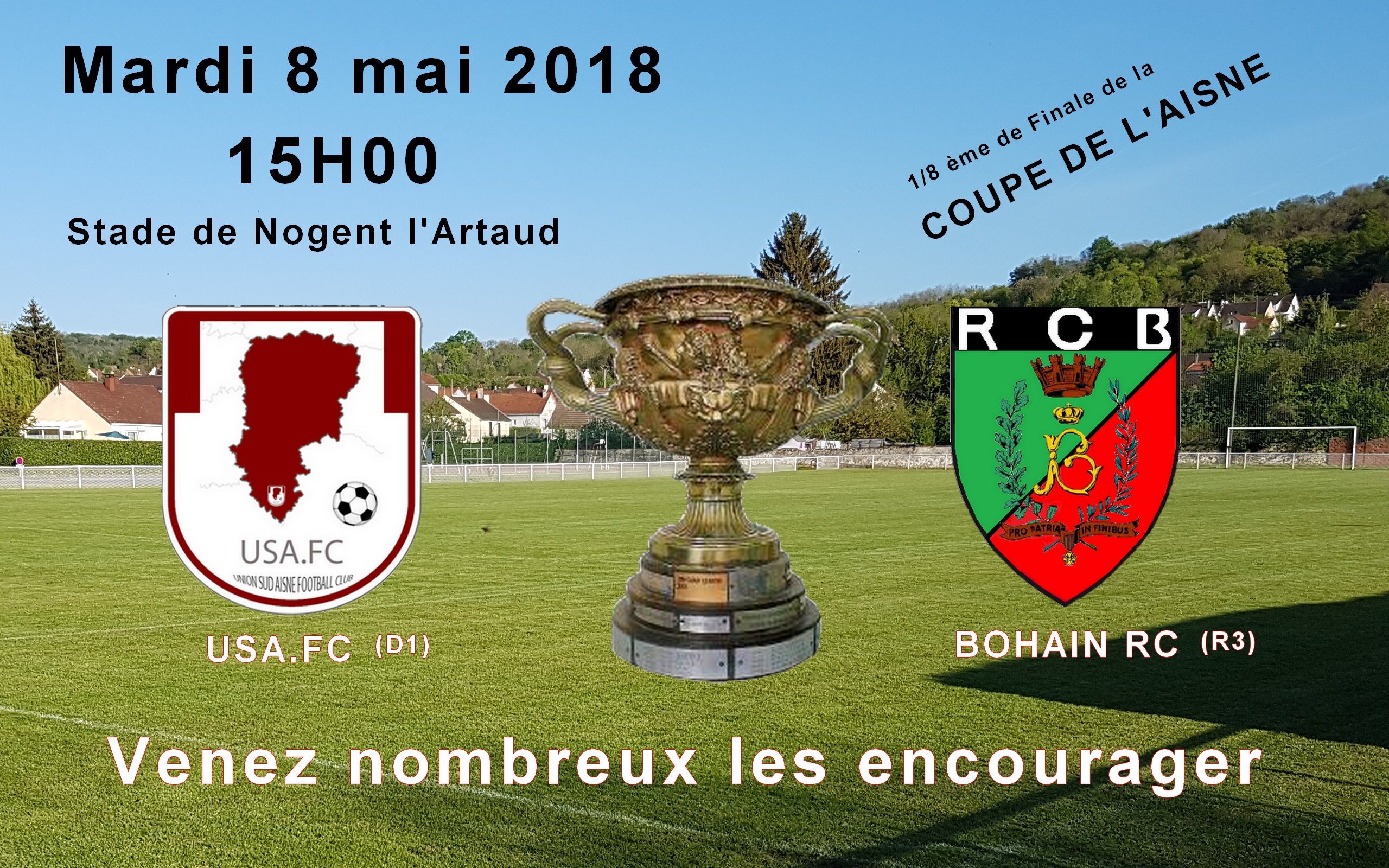 Actualité Coupe de l'Aisne le mardi 8 mai, 15h00... club Football